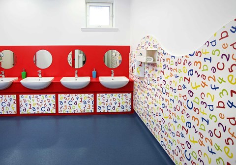 Les Enfants Nursery vanity and wall panel
